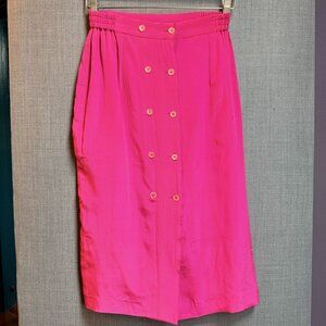 Vintage Silk Pink Midi Skirt